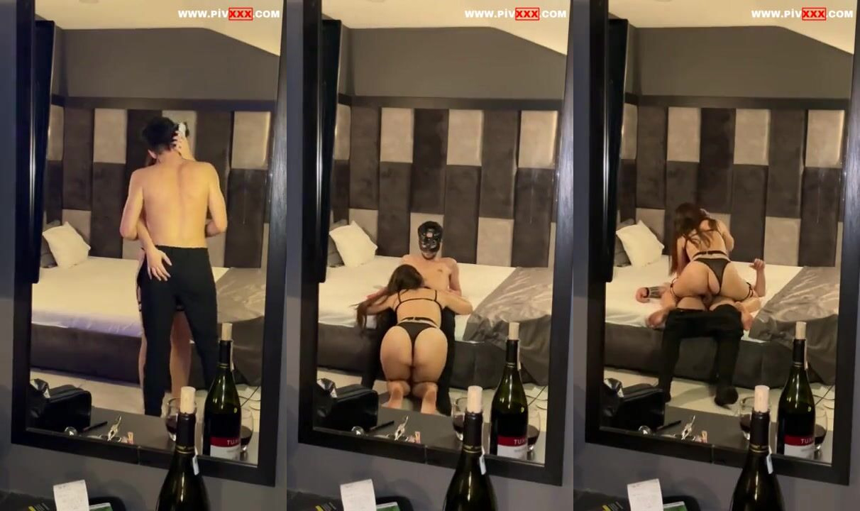 Otel odasında maskeli escort ile seks yapıyorlar İfşa Videoları