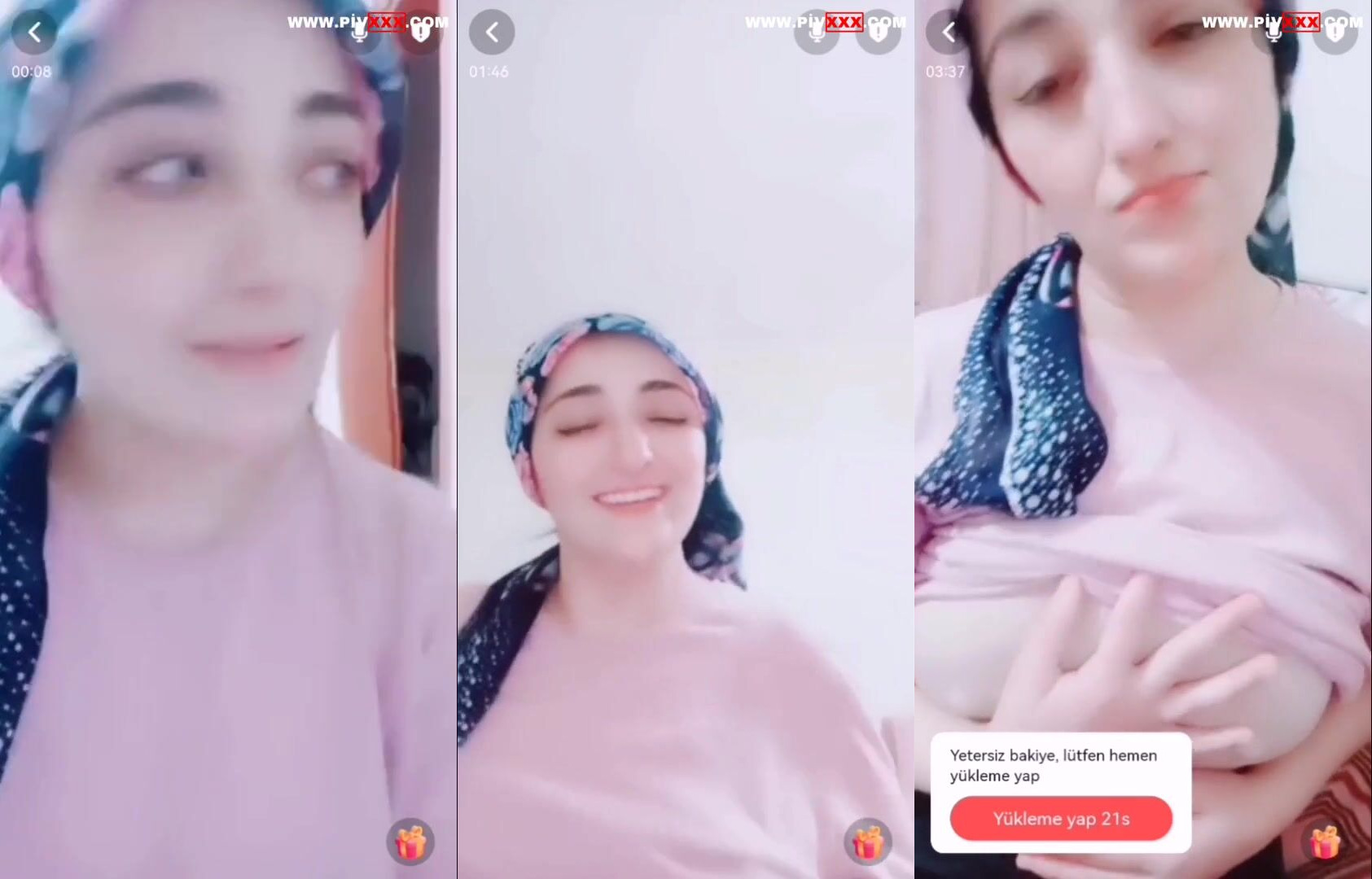Türbanlı köylü kızı, sevgilisine görüntülü olarak memlerini gösteriyor İfşa Videoları