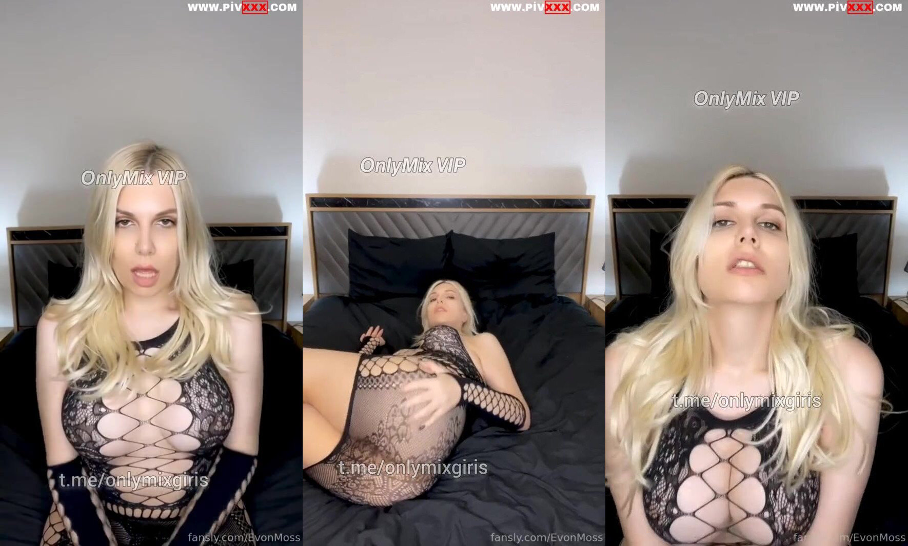 Sarışın evonmoss file kıyafetle yatakta kıvrılarak poz veriyor İfşa Videoları