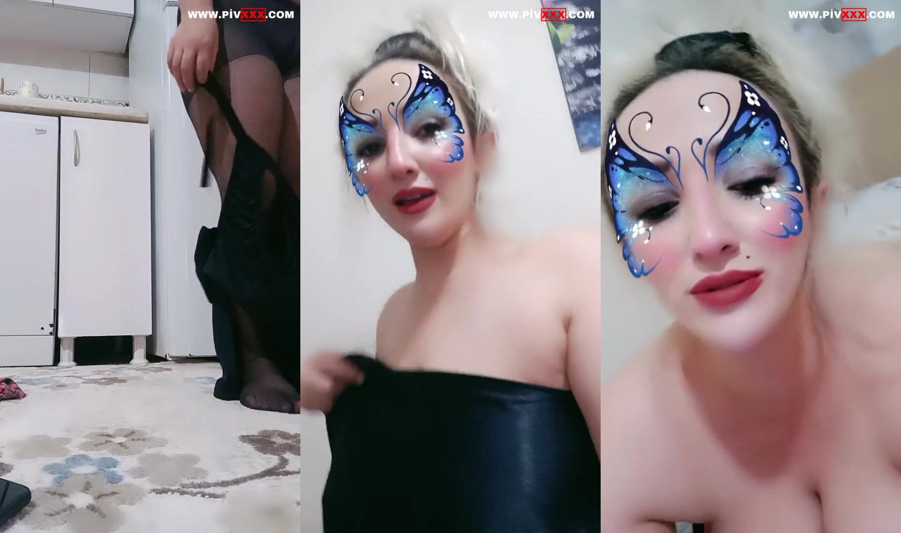 Asmin kelebek makyajıyla memelerini açıp okşuyor İfşa Videoları