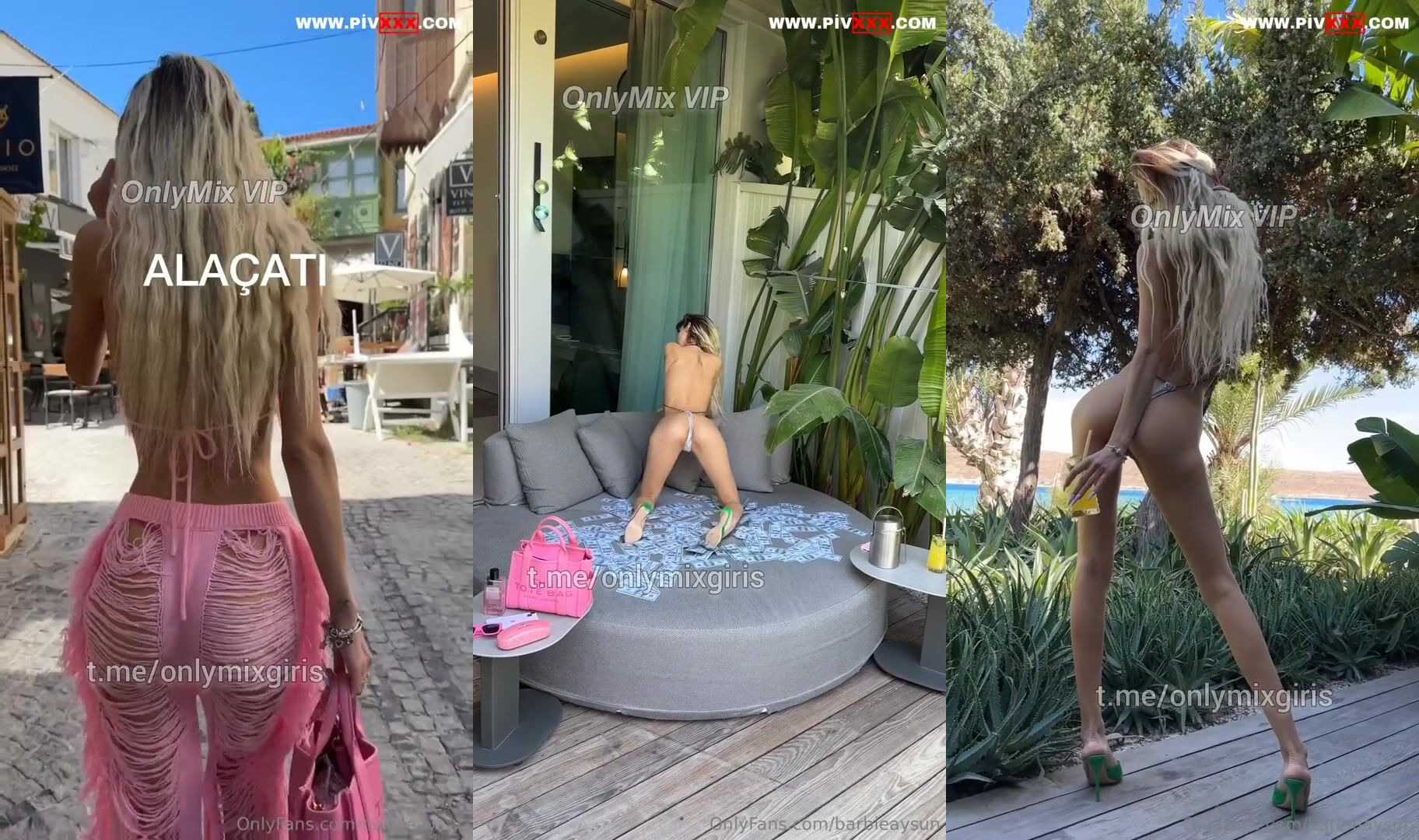 Barbie aysu pembe tangasıyla terasta soyunup poz veriyor İfşa Videoları