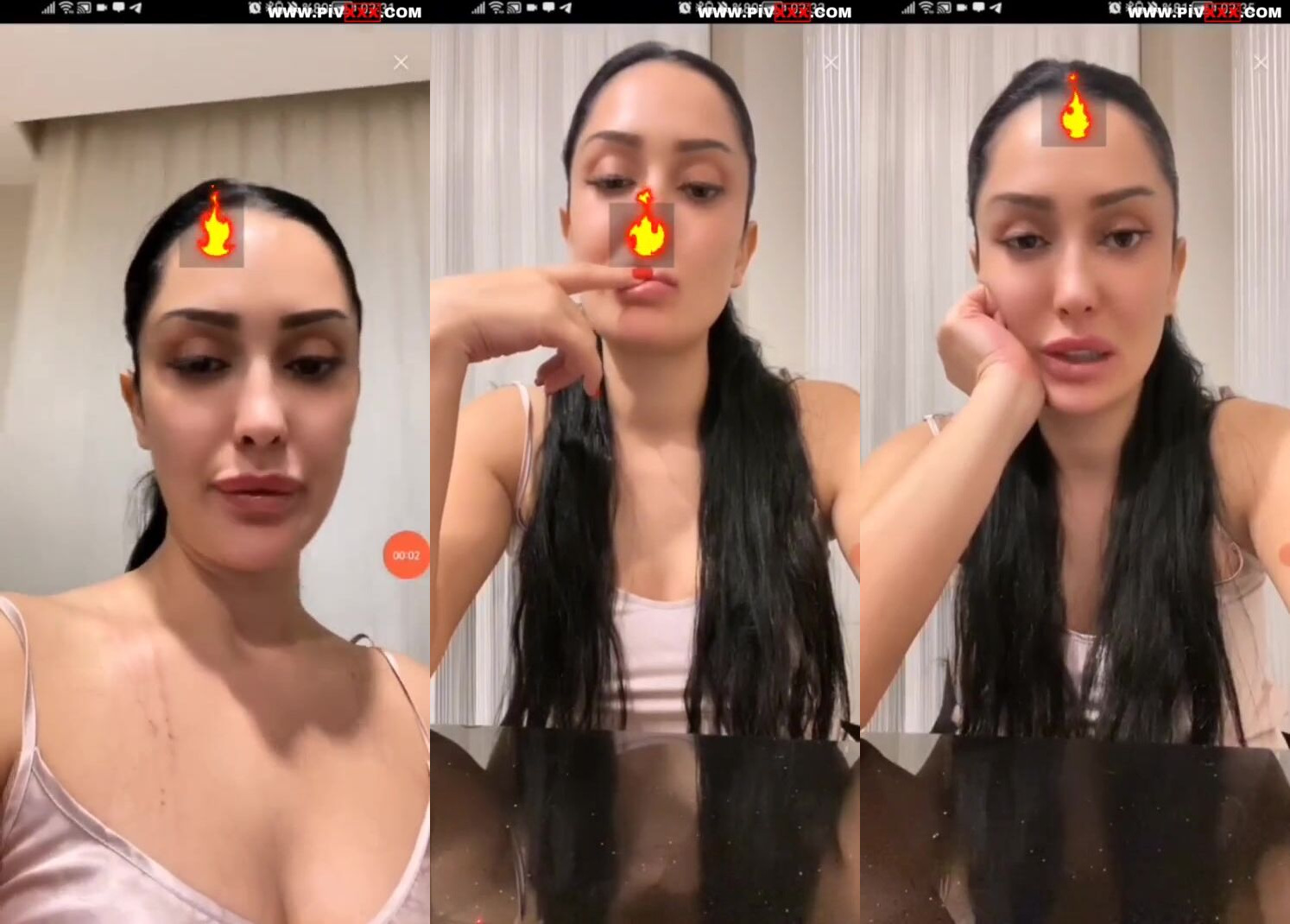 Zemheri tango ateş efektiyle poz verip azdırıyor İfşa Videoları