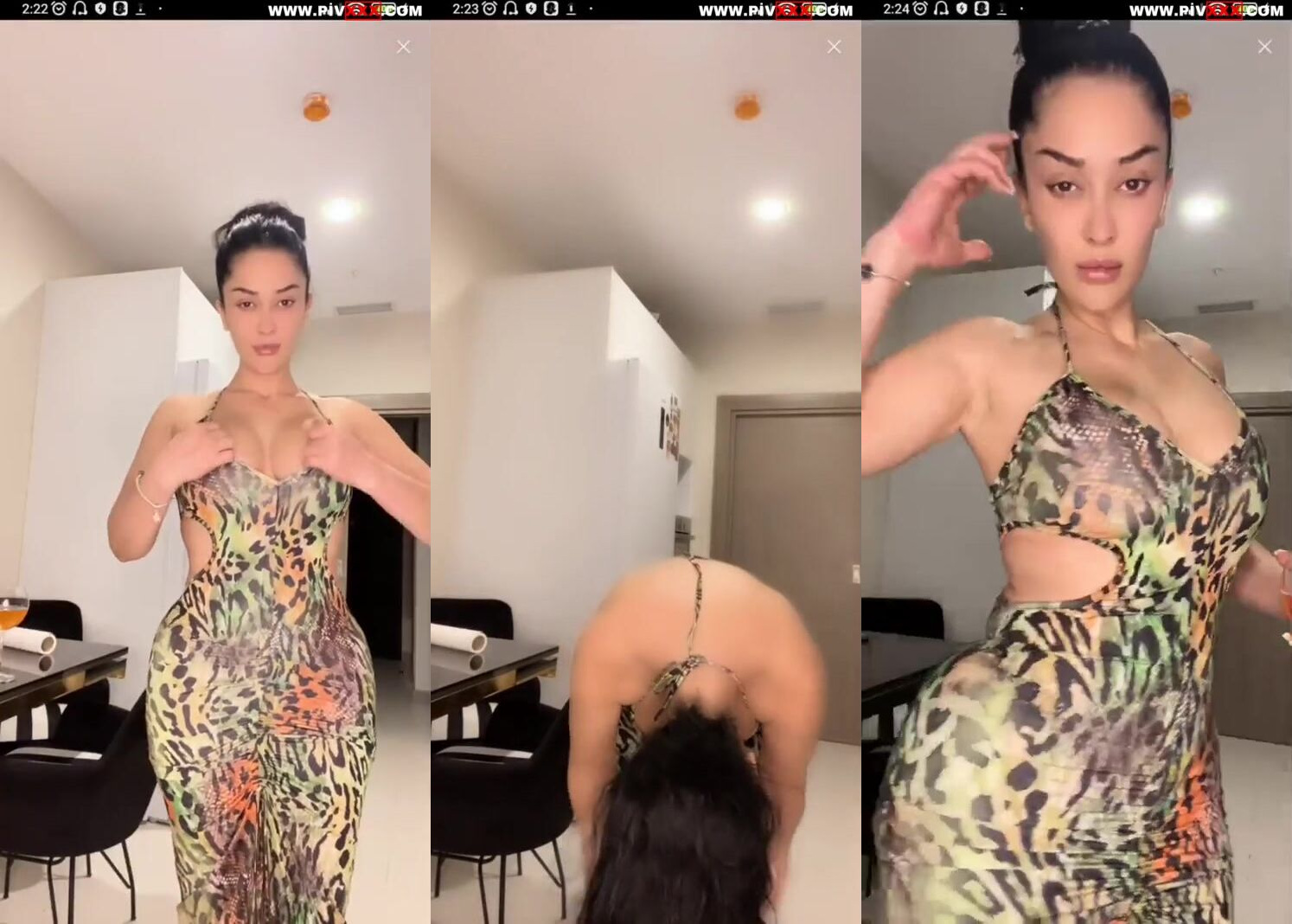 Zemheri tango leopar elbisesiyle dans edip eğiliyor İfşa Videoları