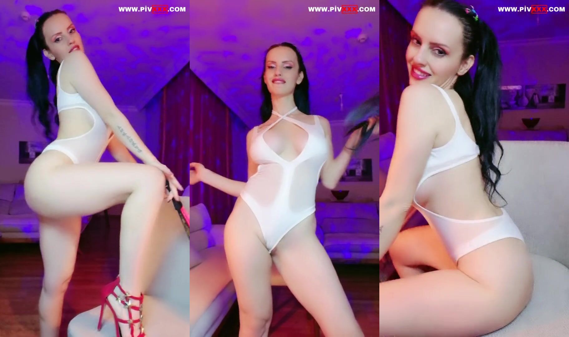 Ece hub beyaz bodysinde kırbaçla azgın şov yapıyor İfşa Videoları
