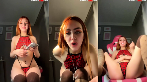 Semfunny kırmızı iç çamaşırıyla webcamde azgın pozlar veriyor