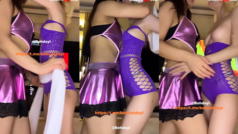 Tango Arden ve esmer hatun mor kıyafetlerle birbirini yalıyor