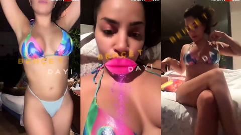 Serpil Cansız bikiniyle yatakta ateşli şov yapıyor