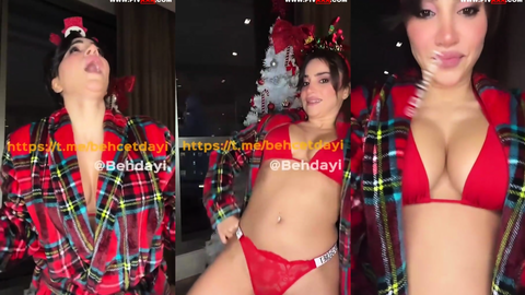 Serpil Cansız noel gecesi kırmızı tangasıyla şov yapıyor