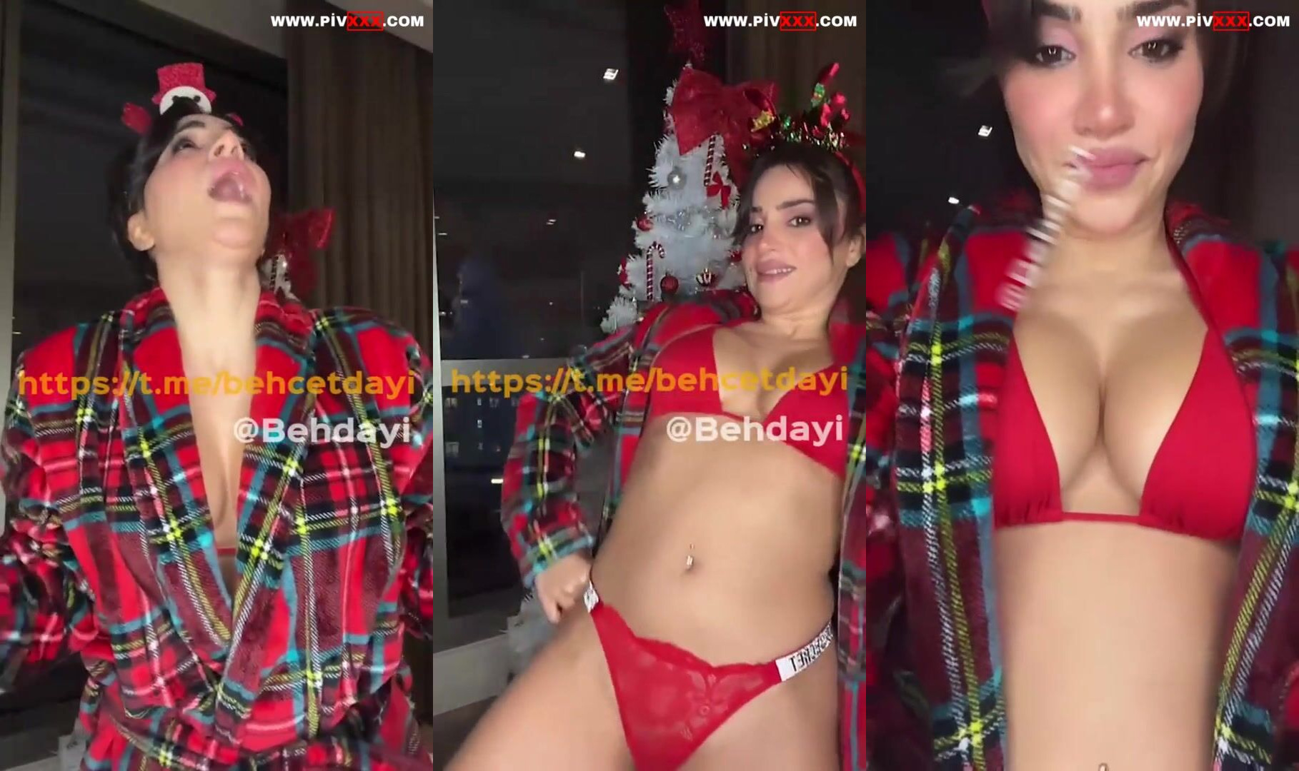 Serpil cansız noel gecesi kırmızı tangasıyla şov yapıyor İfşa Videoları