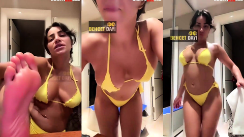 Serpil Cansız sarı bikinisiyle banyoda kıvırtıyor, götünü sallıyor