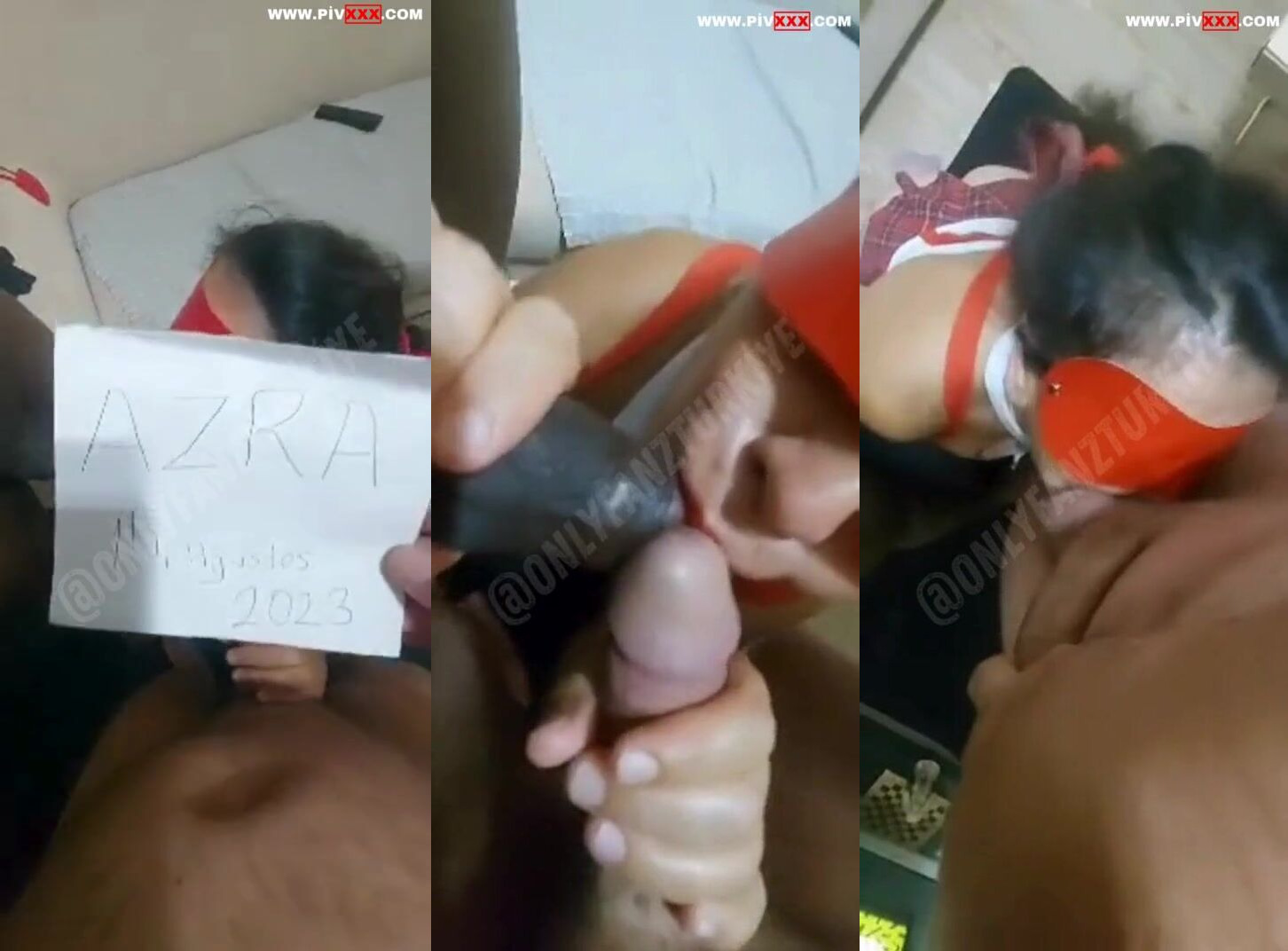 Azra cuckold gözü bağlı hem zenciye hem kocasına sakso çekerken zenciye teslim oluyor İfşa Videoları