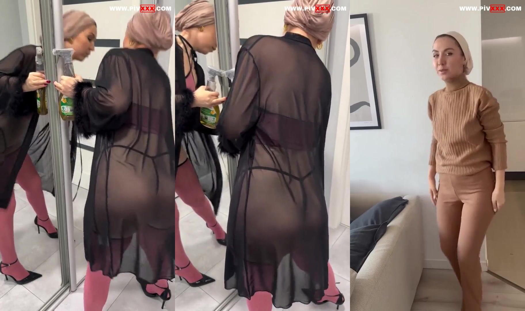 Transparan kumaş altında her şey meydanda, sallayıp azdırıyor. İfşa Videoları