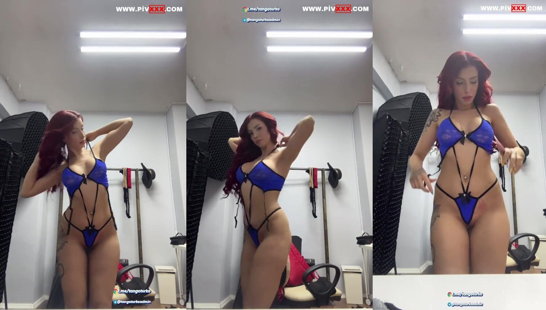Solvia tangoda mavi tangasını açıp kalçalarını gösteriyor İfşa Videoları