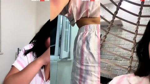 tango bloom pijama düğmelerini açıp memelerini sergiliyor