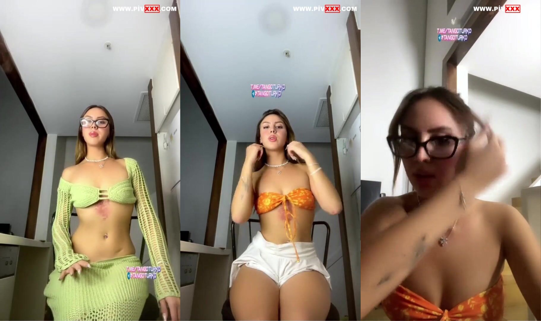 Semfunny tangoda yeşil elbisesini indirip kalçalarını sergiliyor İfşa Videoları