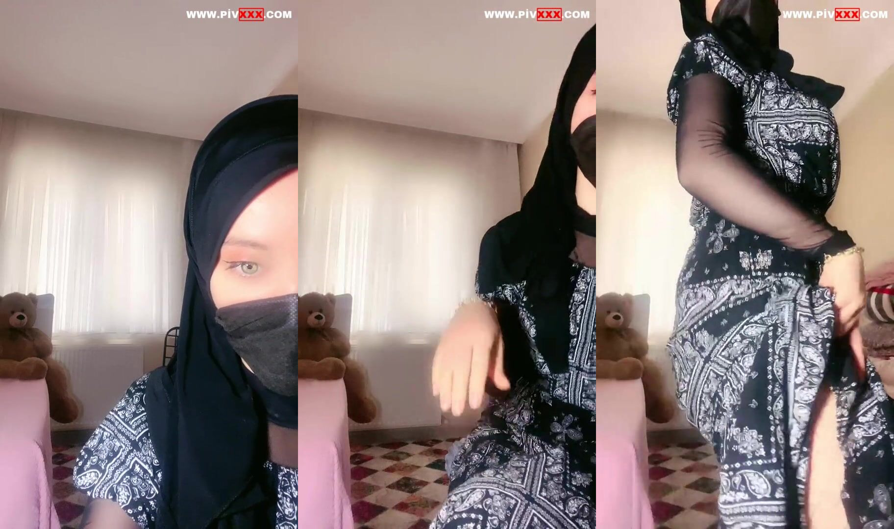 Türbanlı boncuk tangoda elbisesini kaldırıp kalçalarını gösteriyor İfşa Videoları