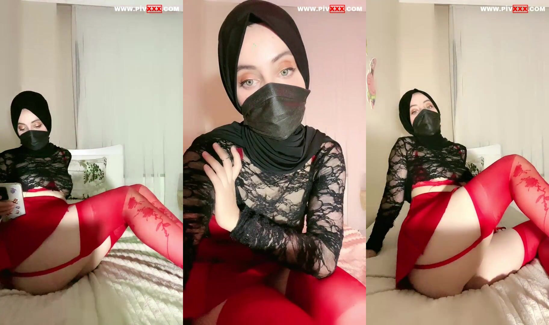 Türbanlı boncuk tangoda kalçalarını açıp poz veriyor İfşa Videoları