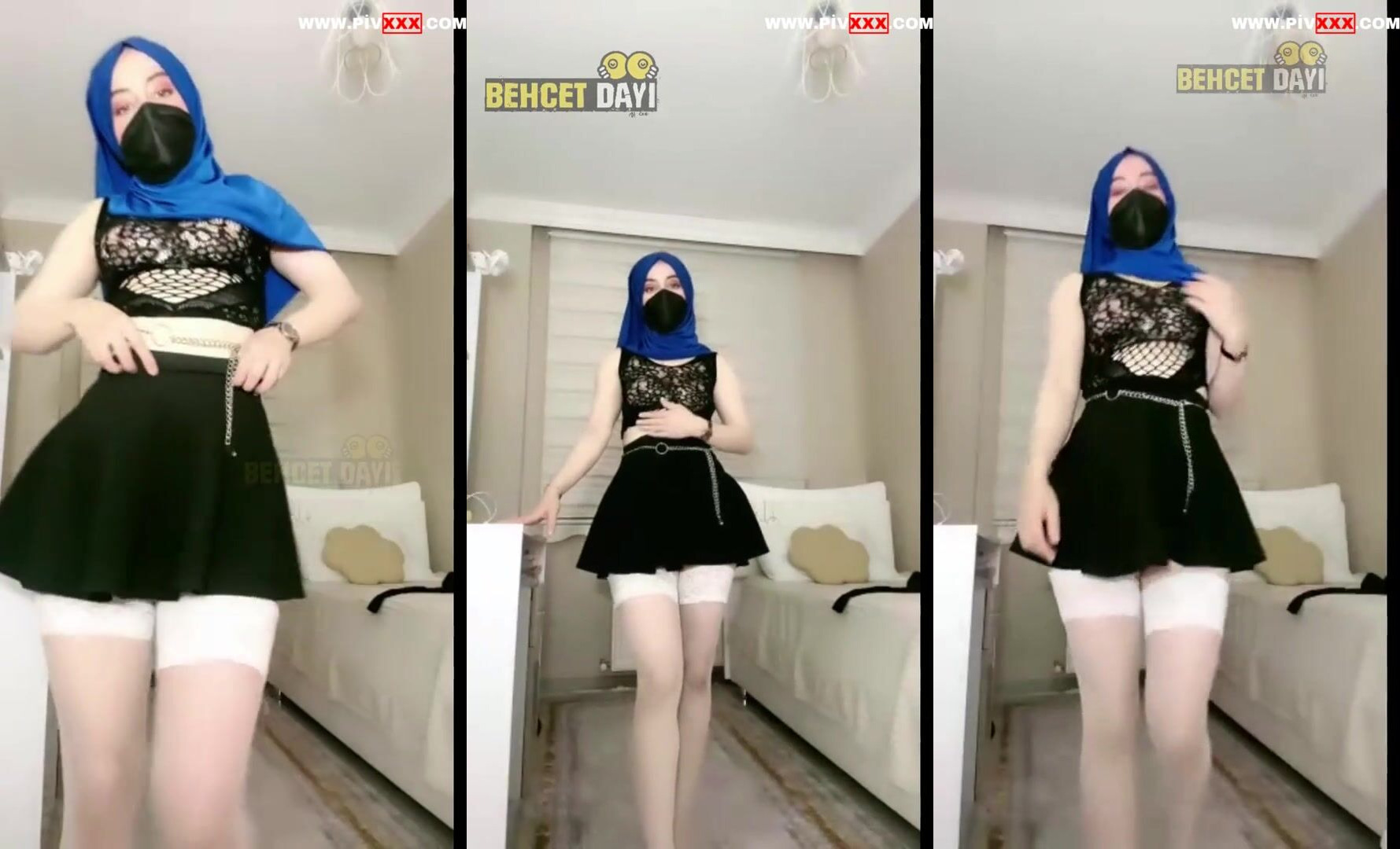 Türbanlı boncuk tangoda maskeli soyunup poz veriyor İfşa Videoları