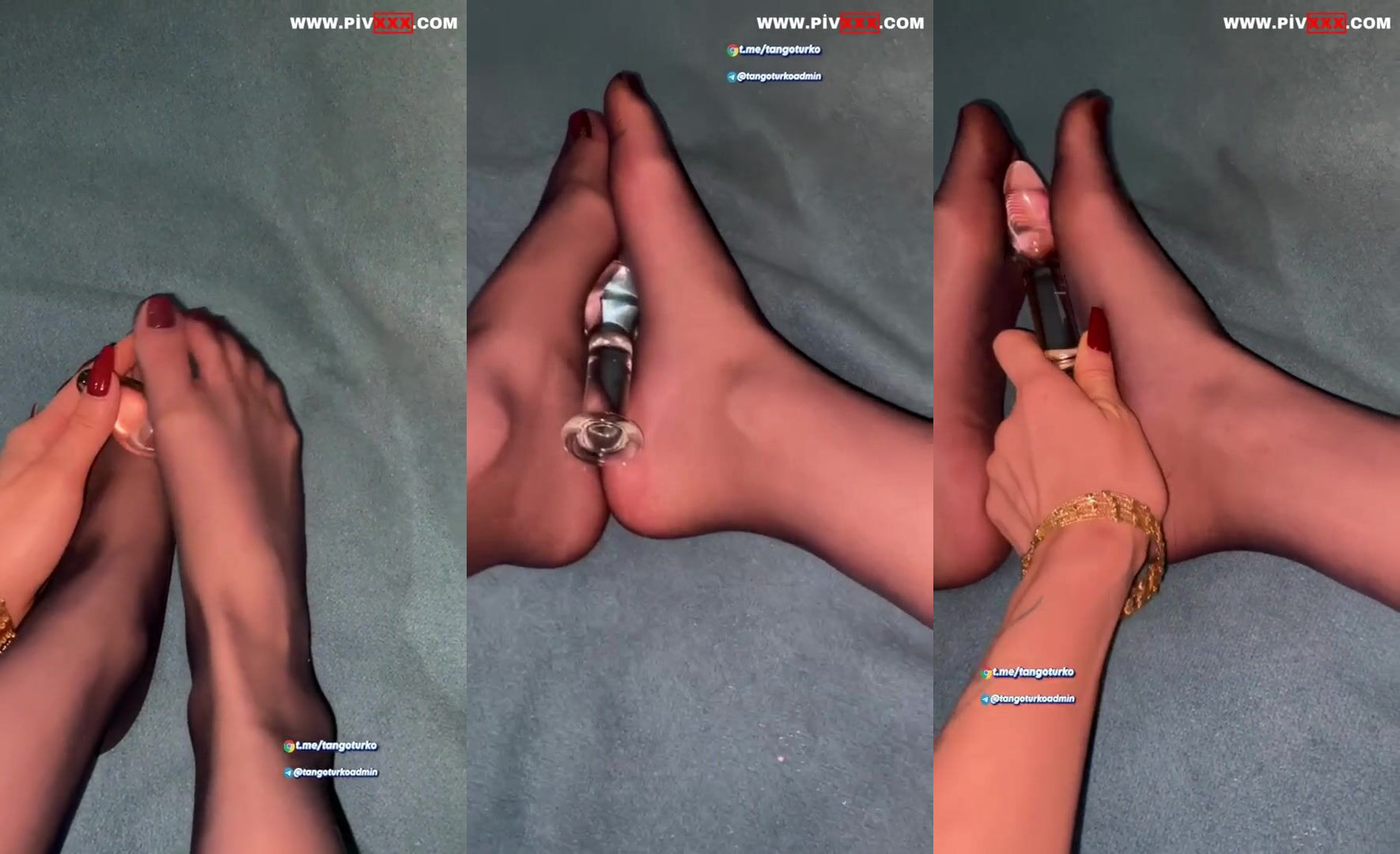 Beste burul tangoda naylon ayaklarıyla dildoyu amına sokuyor İfşa Videoları