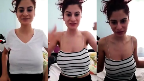 beste burul tangoda tişört ıslatıp memelerini okşuyor