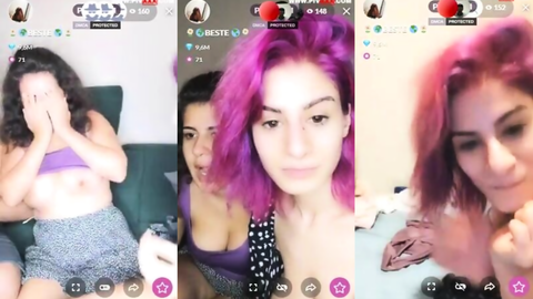 beste burul tangoda lez arkadaşıyla memelerini açıp okşuyor