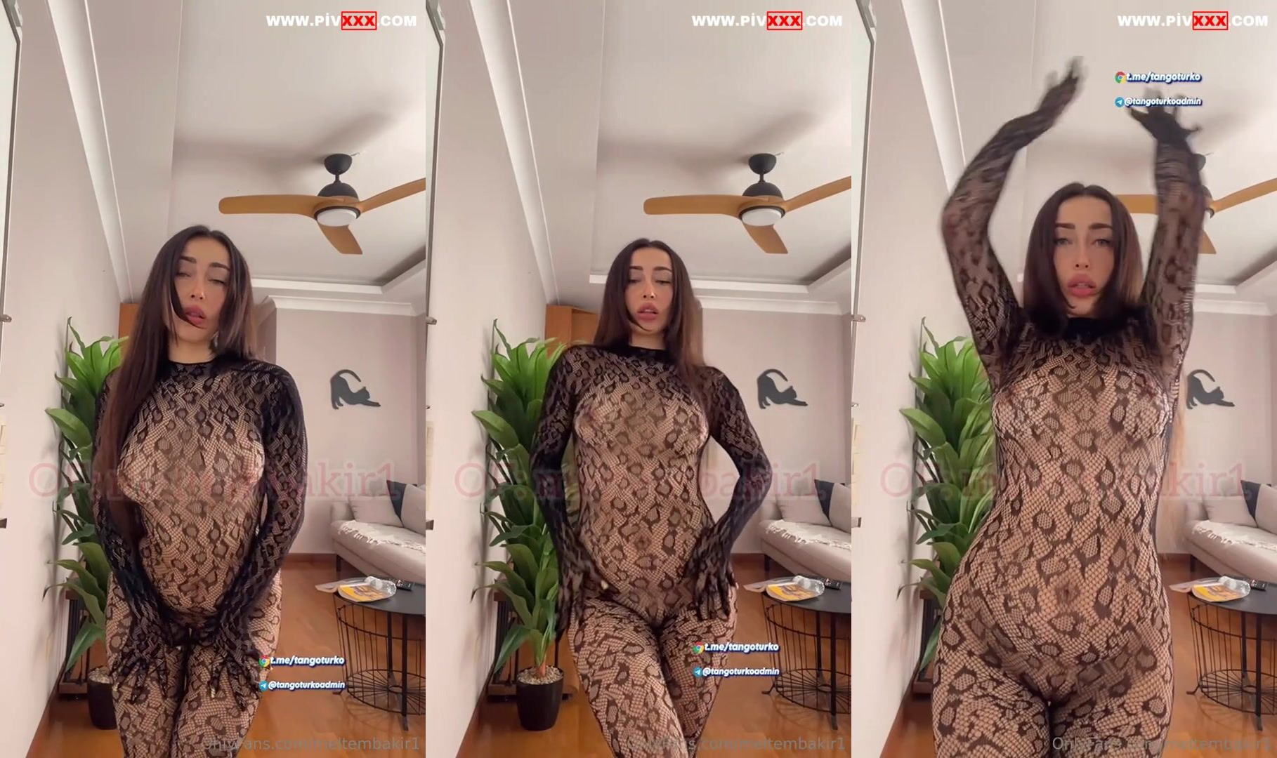 Meltem bakır transparan yılan derisi kıyafetle götünü sallayıp poz veriyor İfşa Videoları