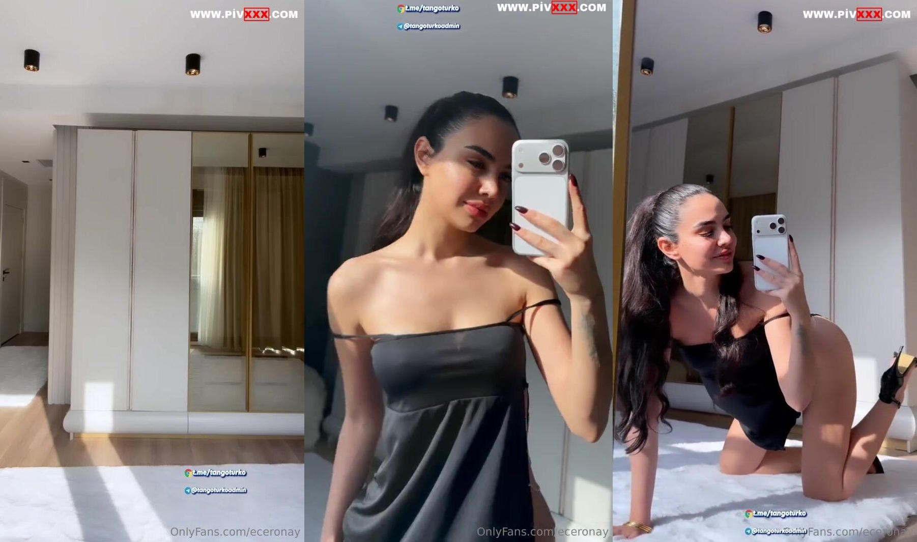 Ece ronay onlyfans videosunda siyah elbisesiyle kalçasını açıp ayna karşısında poz verdi İfşa Videoları