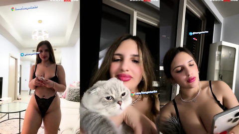 tusem tango siyah iç çamaşırıyla vücudunu sergiliyor
