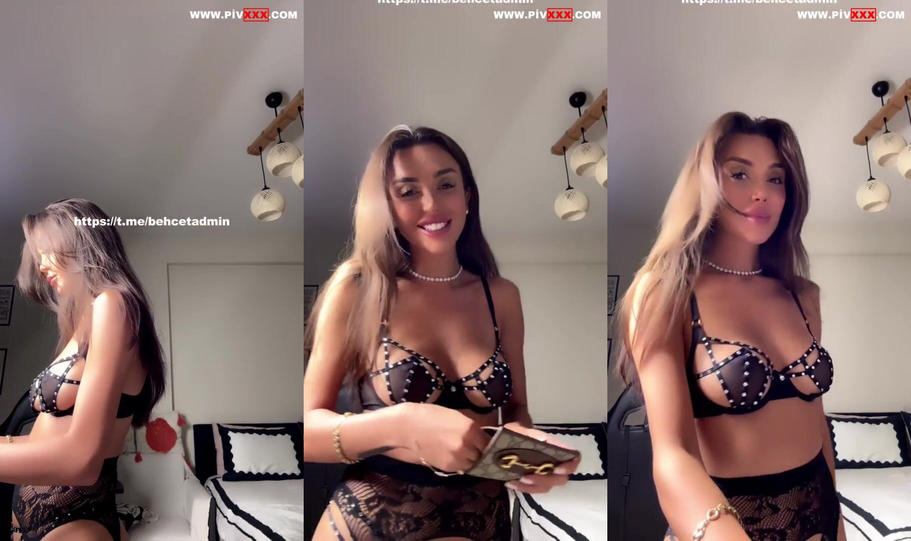 Ada kumsal tangoda siyah dantelli iç çamaşırıyla amını okşuyor İfşa Videoları