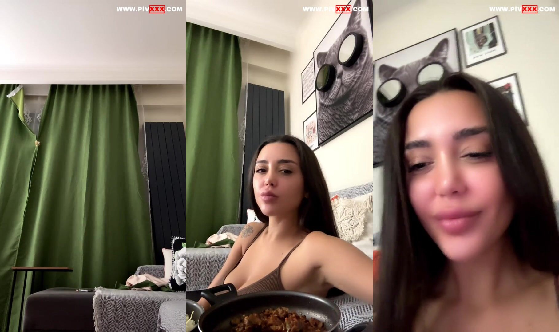 Ada kumsal canlıda yemek yerken memelerini açıyor İfşa Videoları