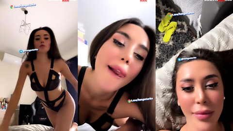 ada kumsal tangoda seksi iç çamaşırıyla poz verip dil çıkarıyor