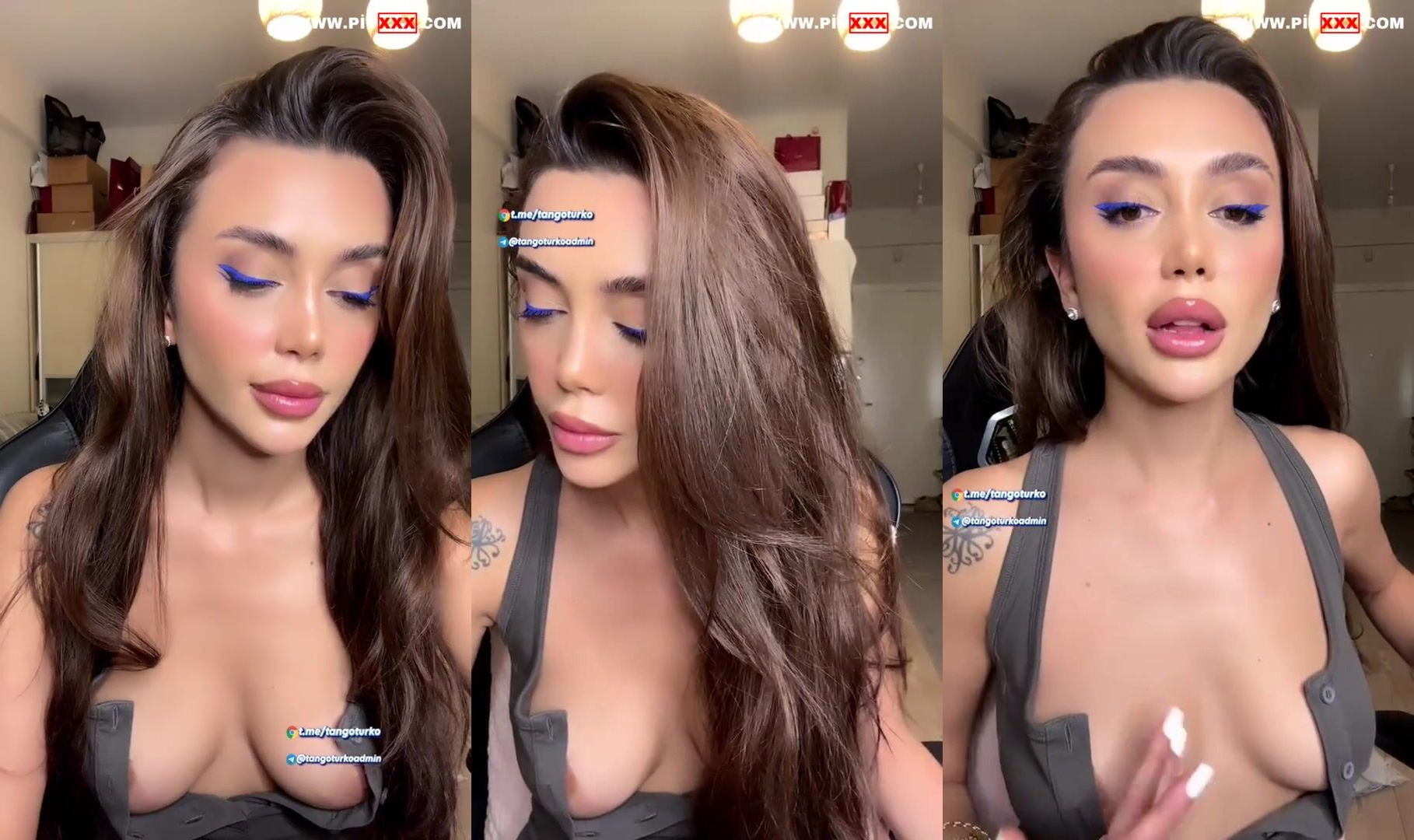 Esmer lena webcamde göğüslerini açıp telefonla oynuyor İfşa Videoları