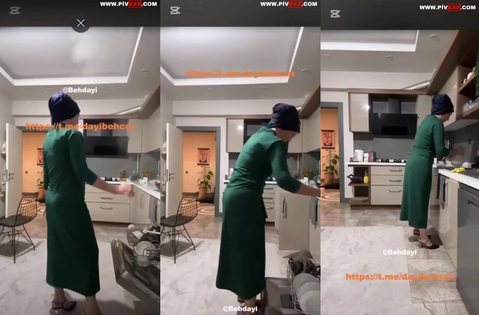 Fatma ile her telden mutfakta eğilip poposunu sergiliyor İfşa Videoları