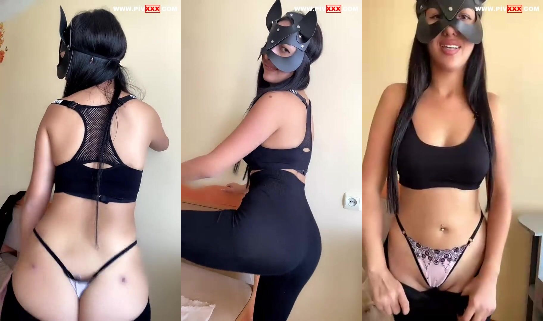 Asena tango cat maskesiyle kalçalarını sallayıp amını elliyor İfşa Videoları