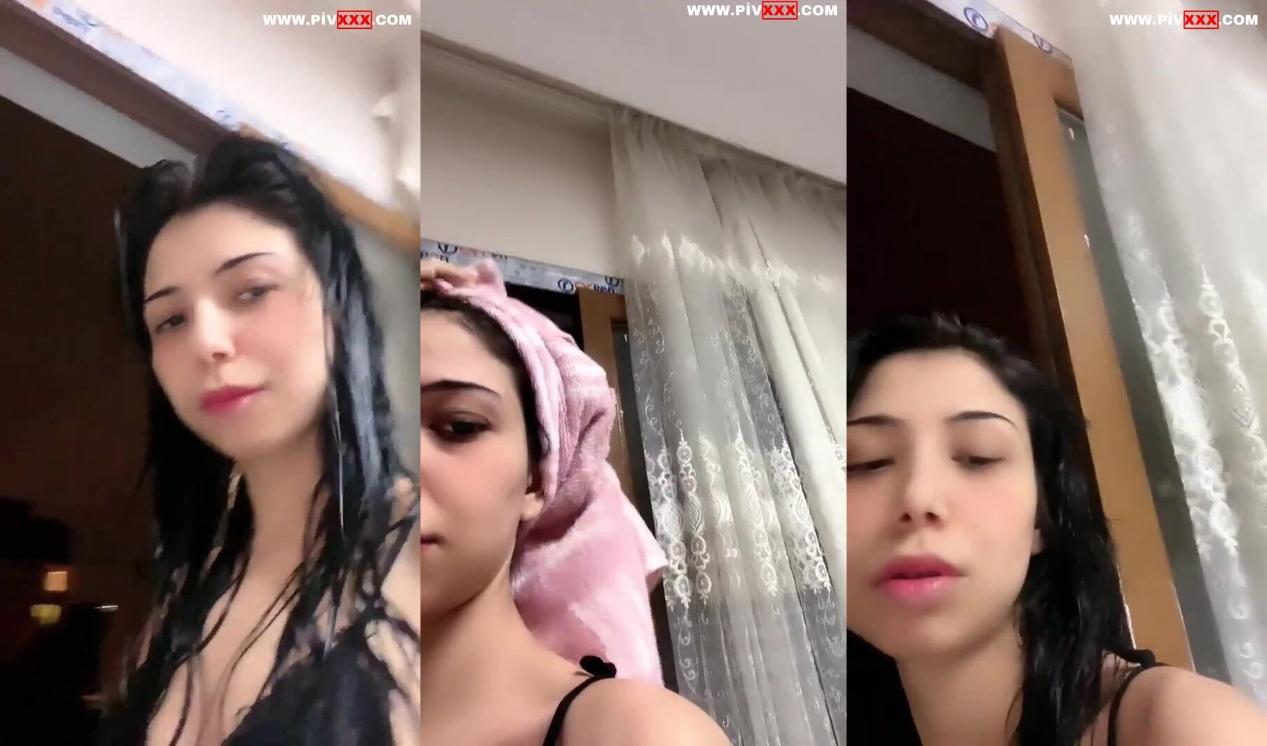 Nehir tangoda ıslak saçla memelerini gösterip parmaklıyor İfşa Videoları