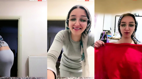 neon pembe tango'da türbanlı halde eteğini kaldırıp kıllı amını gösteriyor