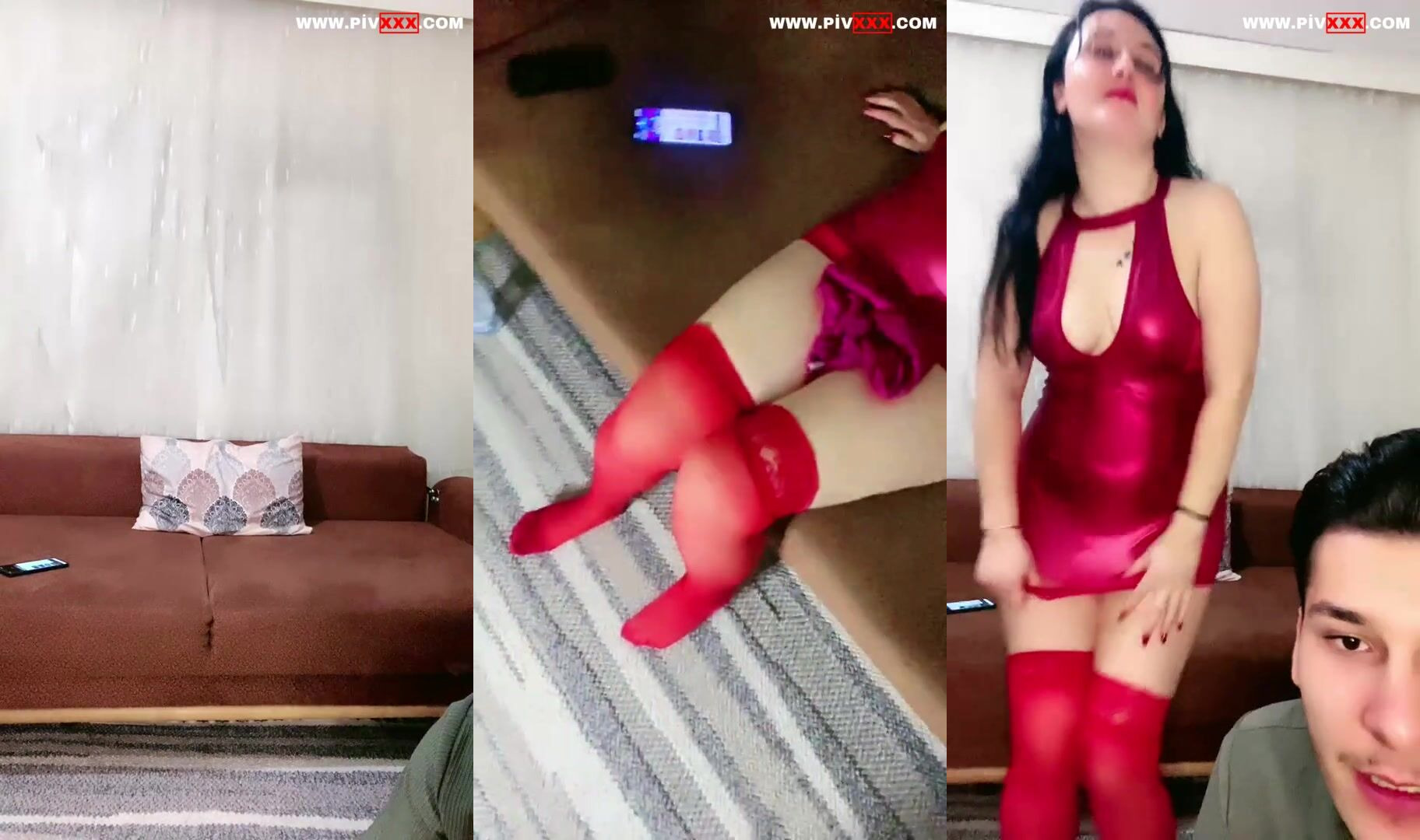 Meltem tango kırmızı elbisesiyle amını açıp yalatıyor İfşa Videoları