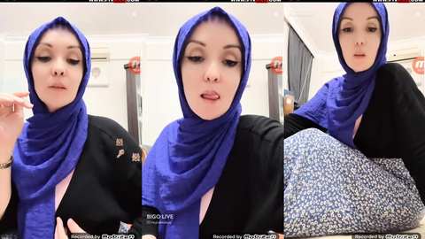 tiktok reyhan türbanlı webcam şovunda parmağını emip dekolte açıyor