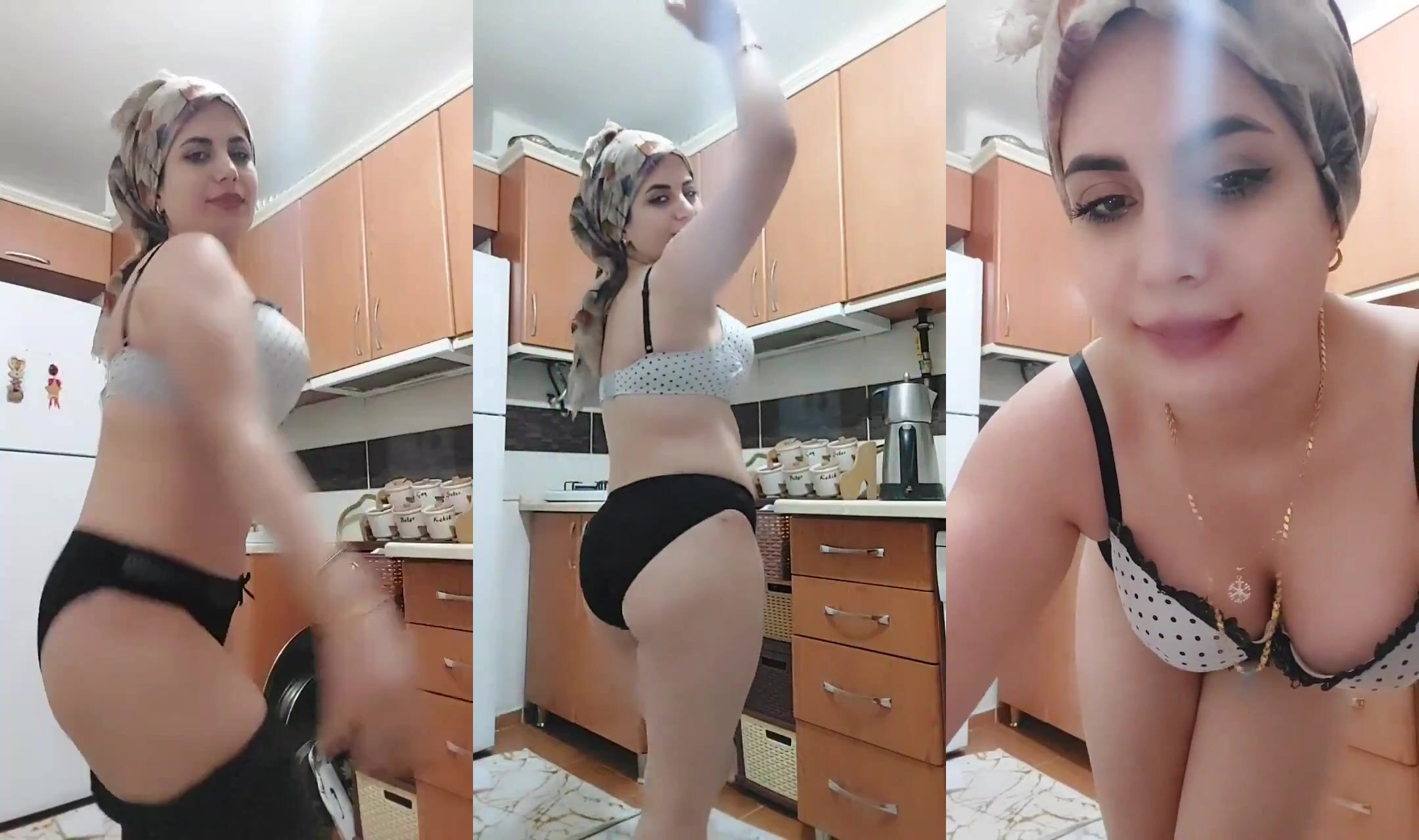 Türbanlı evli hatun mutfakta kıvırtıyor ???? İfşa Videoları