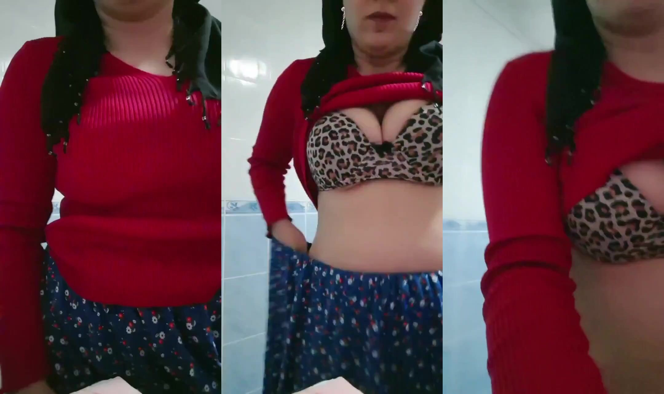 Türbanlı hatun ailesinden gizli banyoda yayın açıyor İfşa Videoları