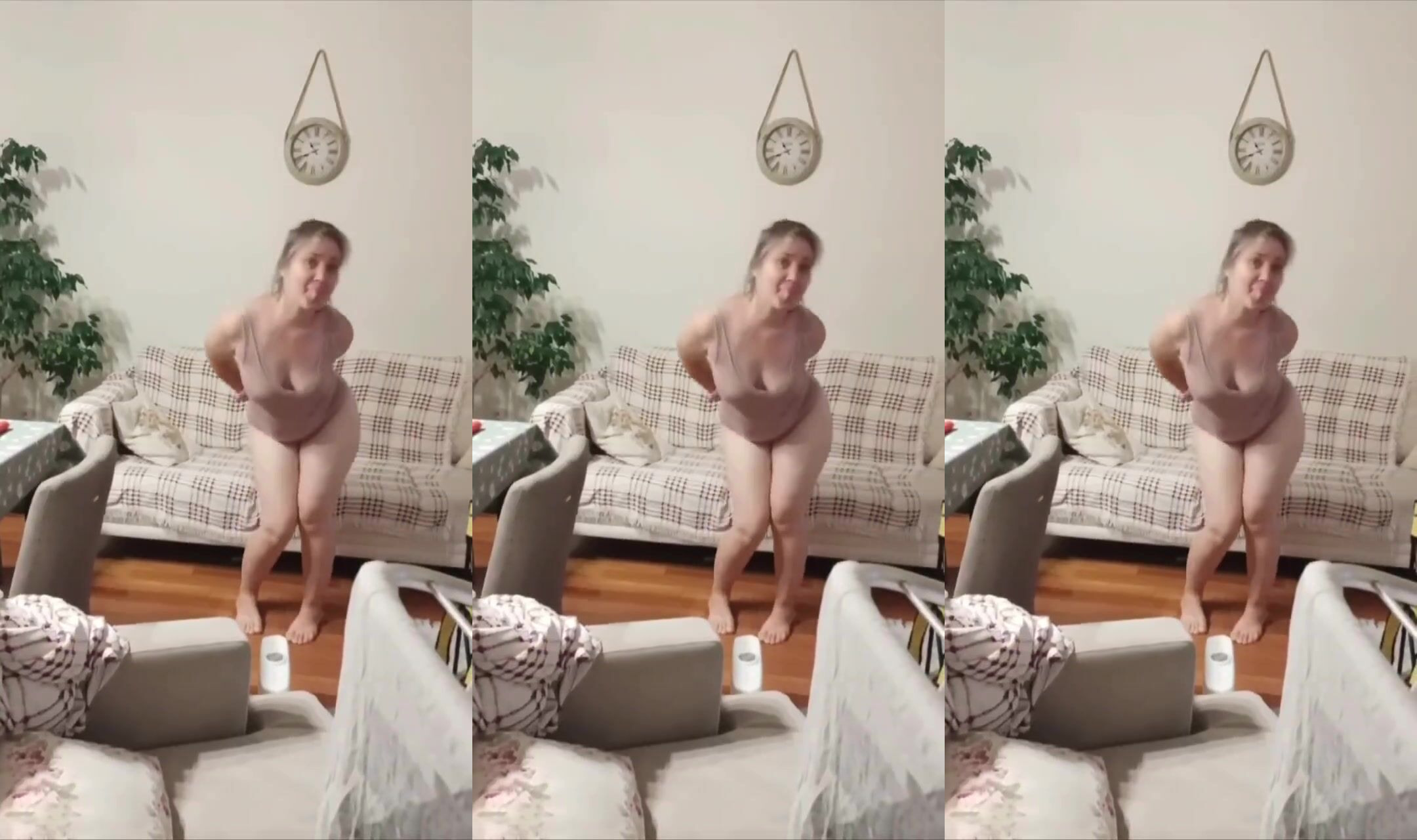 Koca karısını gizlice çekiyor, kadın kıvırtıyor