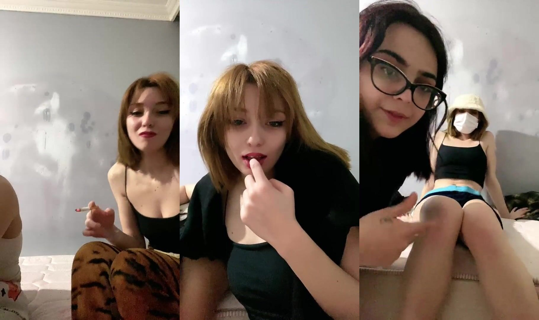İki üniversiteli kız yayında dekolte veriyor