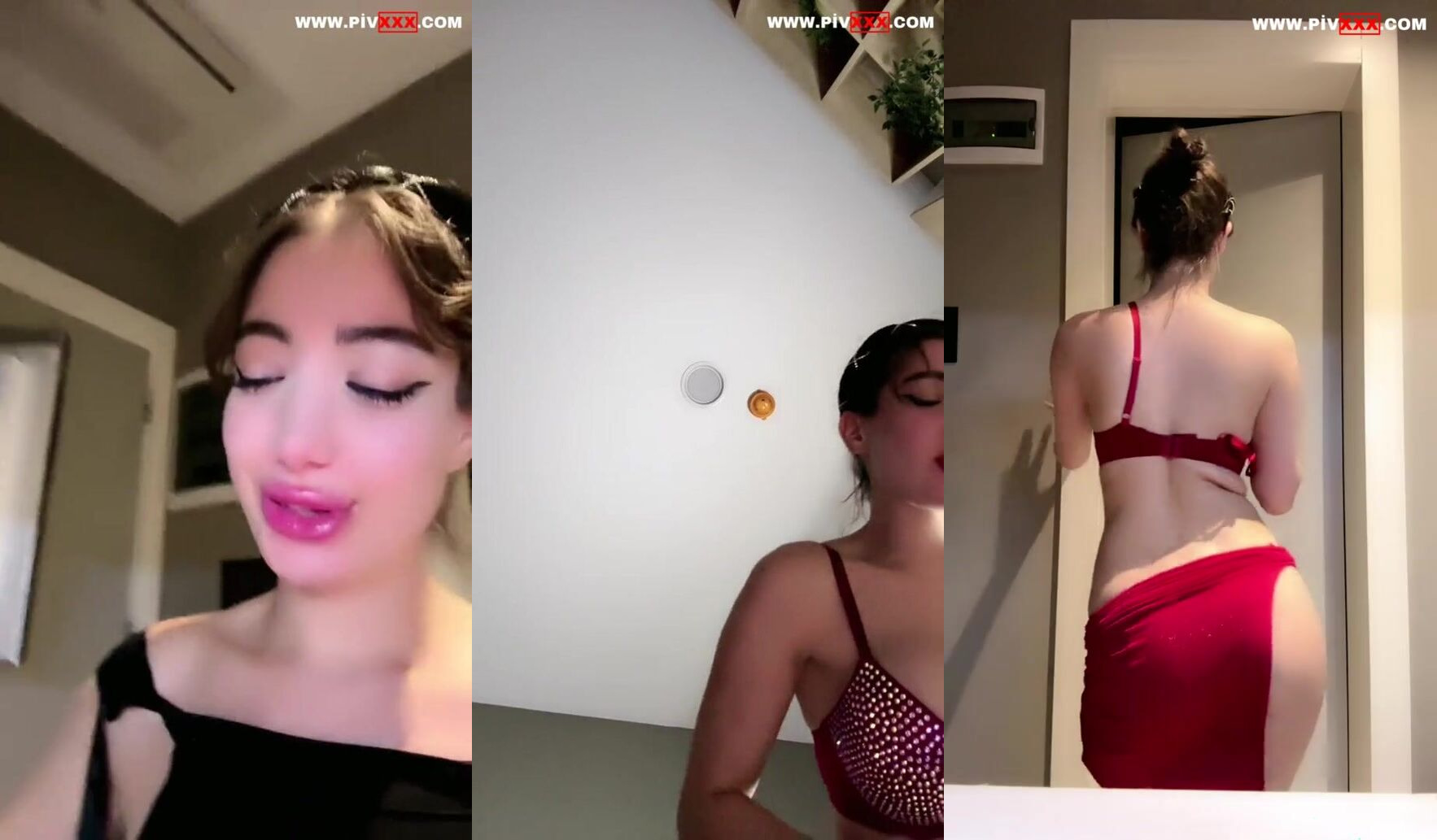 Benpoine ifşa kırmızı elbisesini giyinip kalça show yaptı İfşa Videoları